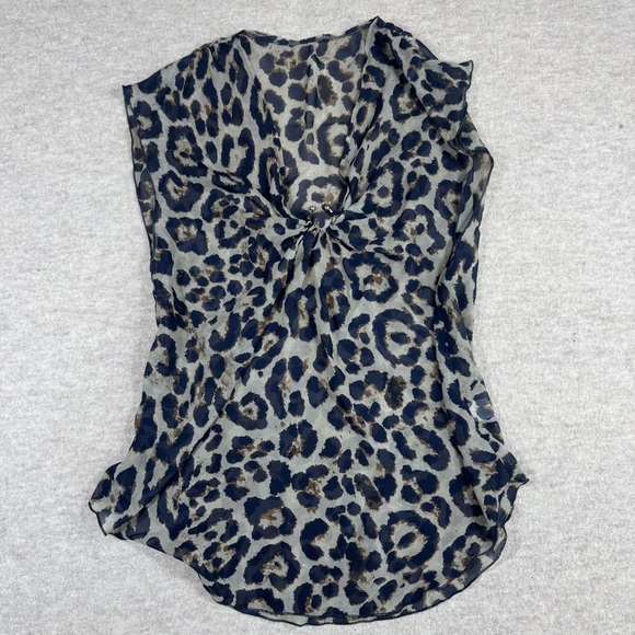 Vintage Dresses & Skirts - Vintage Black and Gray Leopard Print Mini Dress